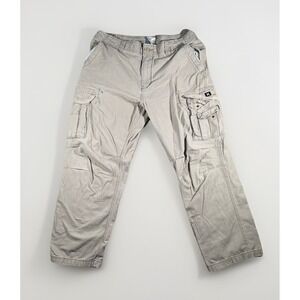 Vtg Y2k Hurley Pants Mens 36x32 Beige Utility Baggy Cargo